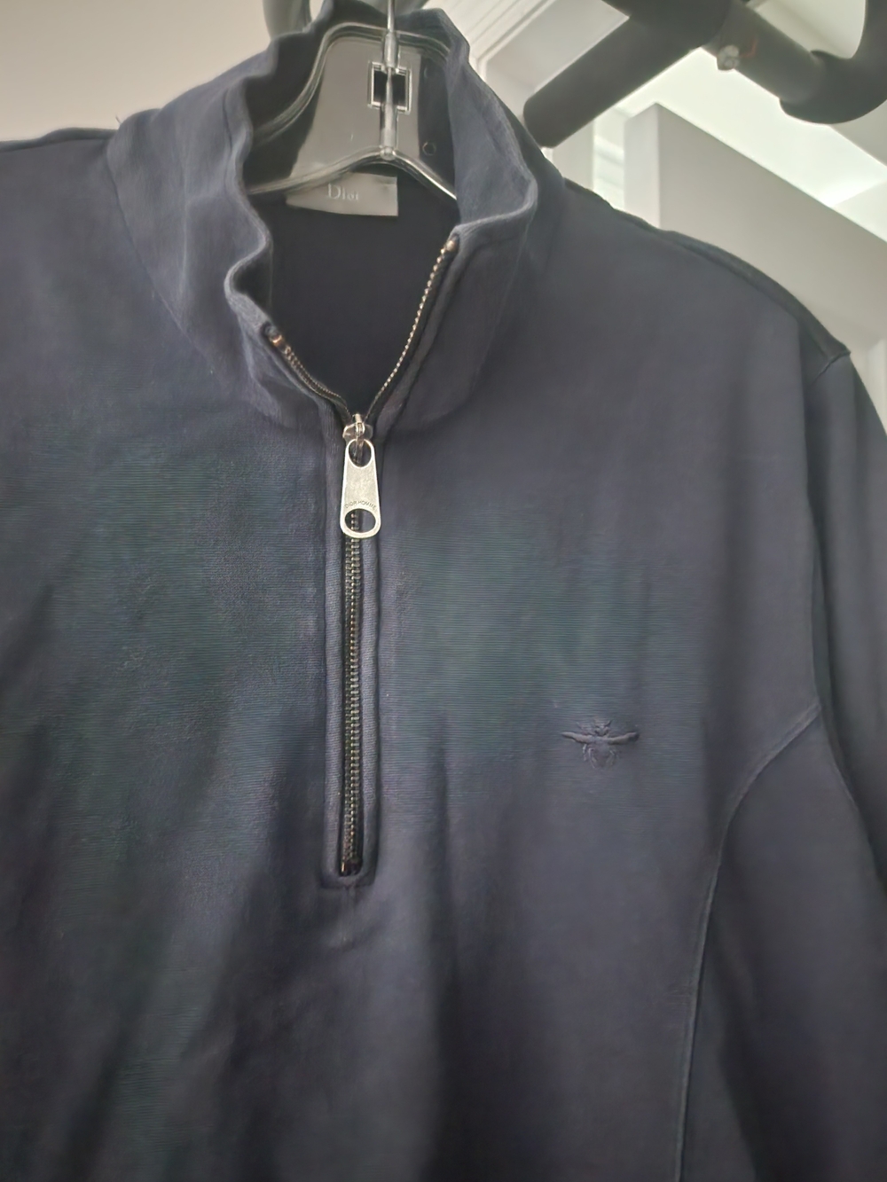 Dior Men’s Dark Navy Half-Zip Pullover with Subtle Logo